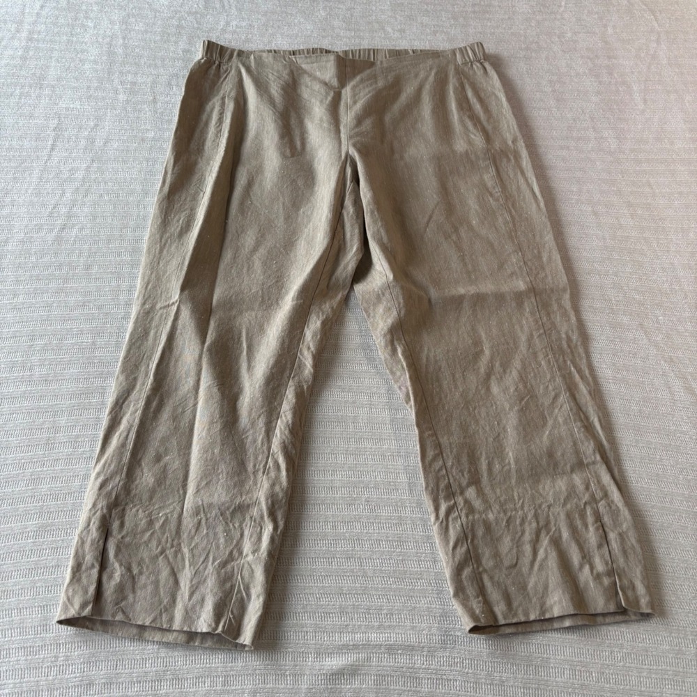 J. Jill Linen Stretch Crop Pants Oatmeal Tan Pull On Petite Medium WPT150742